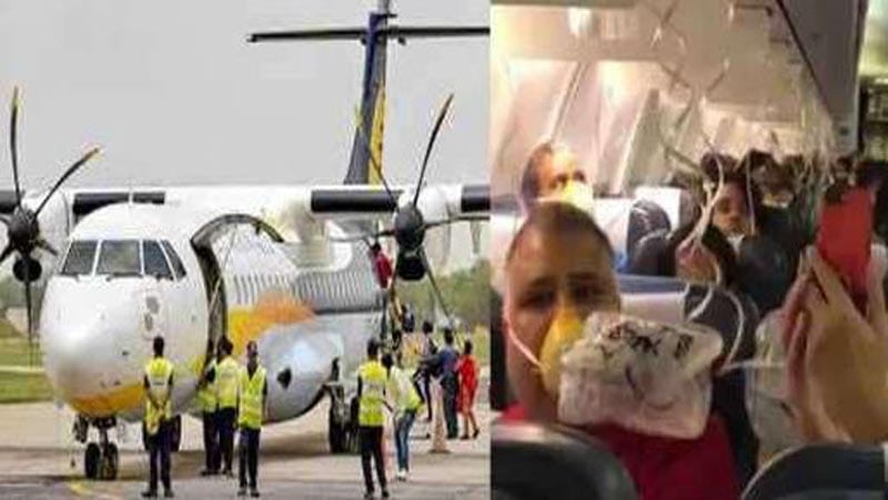 Inside visuals of Jet Airways Mumbai-Jaipur flight that was turned back to Mumbai airport midway today after a loss in cabin pressure