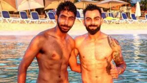 Jasprit Bumrah and Virat Kohli in a Swimming pool