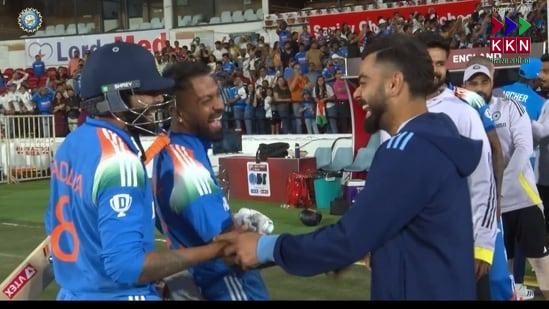 Virat Kohli Shares a Light-Hearted Moment with Hardik Pandya and Ravindra Jadeja After India’s First ODI Victory