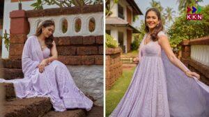 Mrunal Thakur Dazzles in Pastel Lavender Chikankari Lehenga: